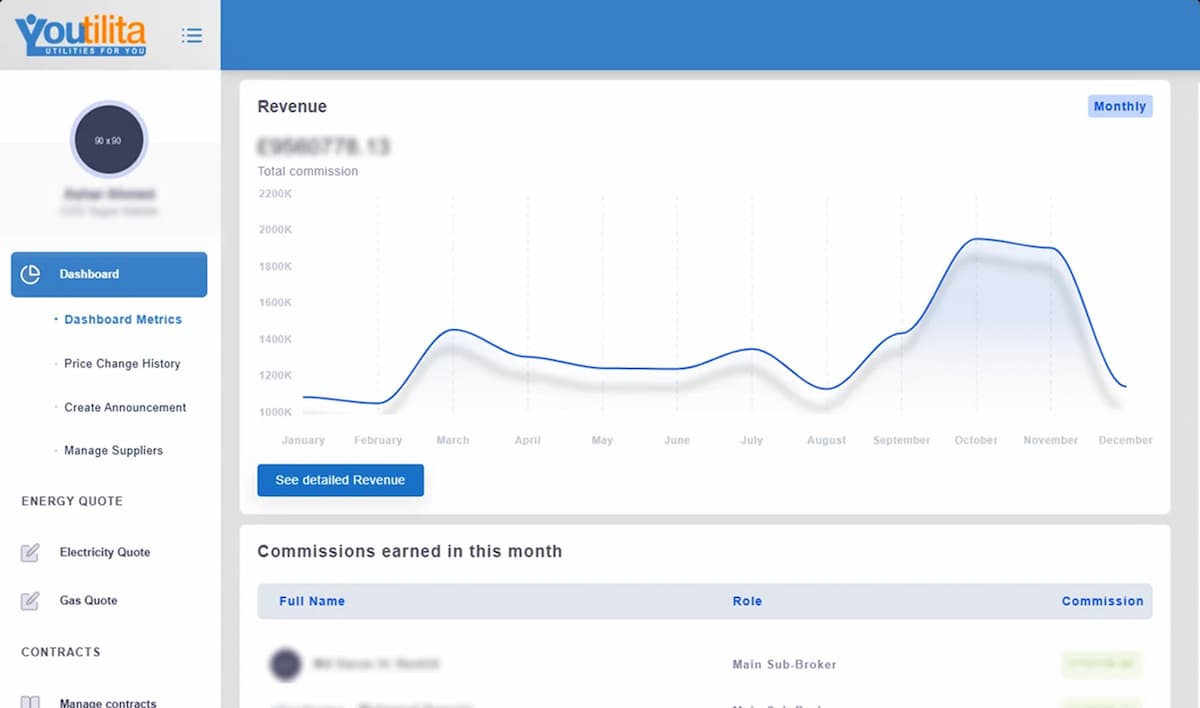 Youtilita Dashboard